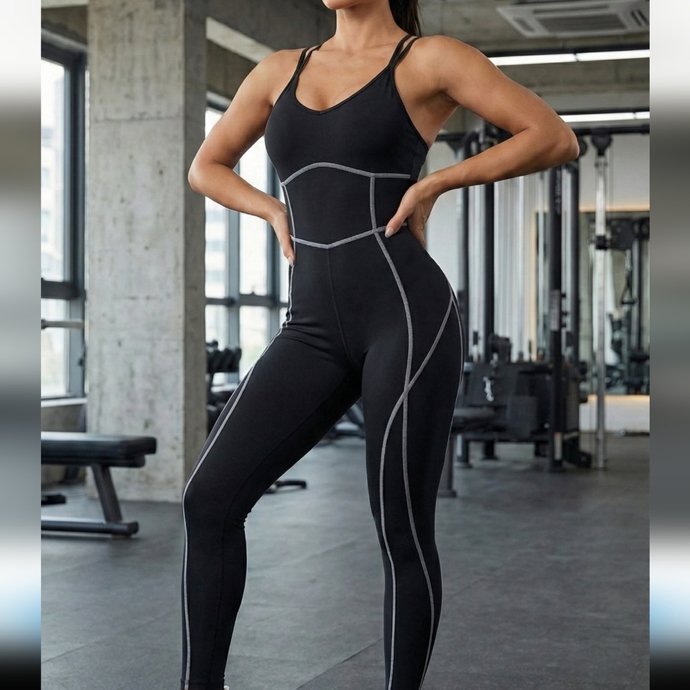 Chic Black and Gray Jumpsuit